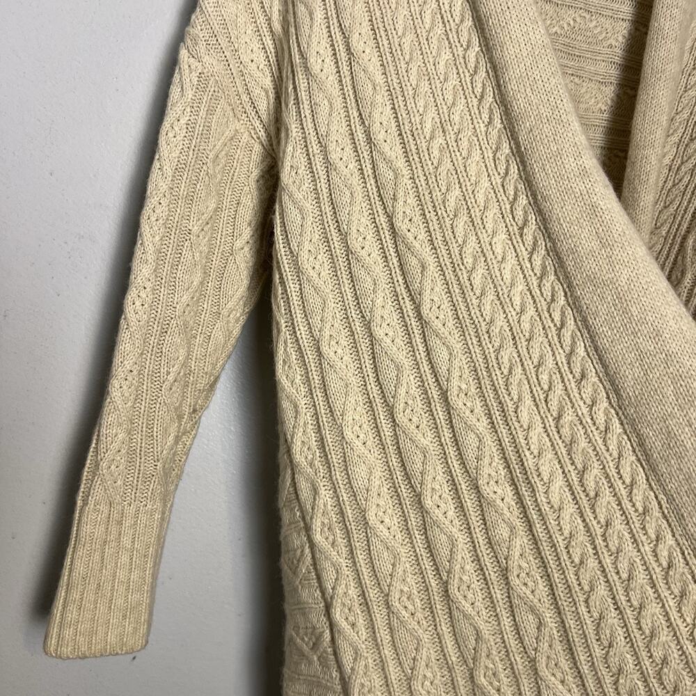 Max Studio Womens Wool Alpaca Blend Cable Knit Open Front Cardigan Beige Sz S - Picture 3 of 16